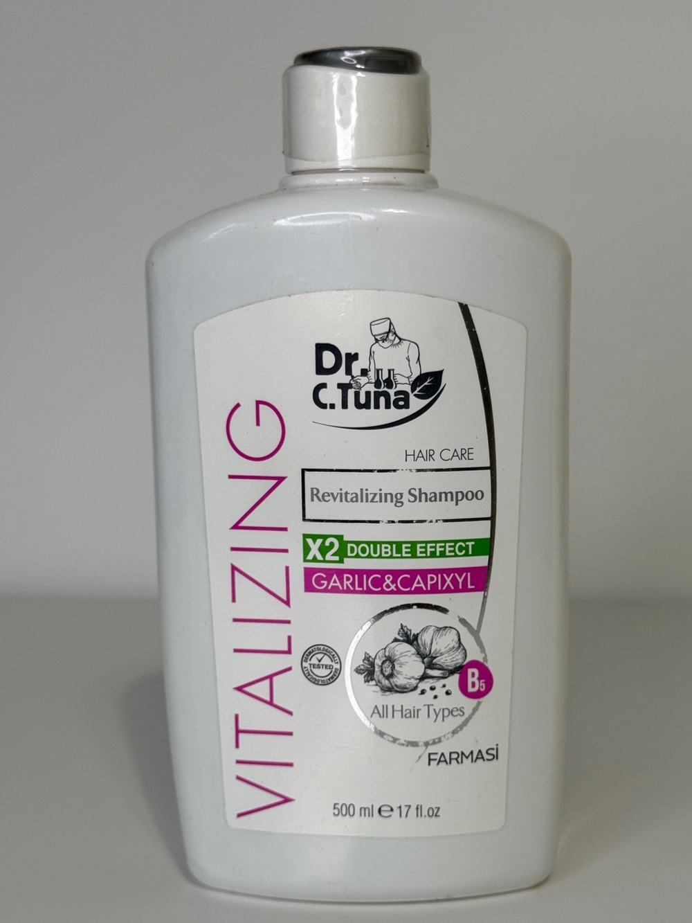 Dr. C. Tuna Vitalizing Revitalizing Garlic & Capixyl Shampoo 17 fl oz/500 ml